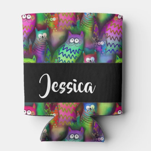 Kleurig verloop van katten blikjeskoeler (Achterkant)