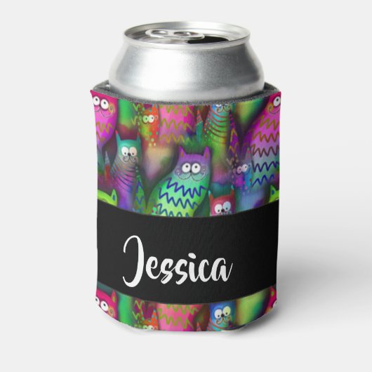 Kleurig verloop van katten blikjeskoeler (Blikje Achterkant)