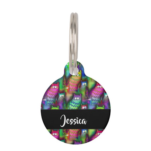 Kleurig verloop van katten huisdierpenning (Voorkant)