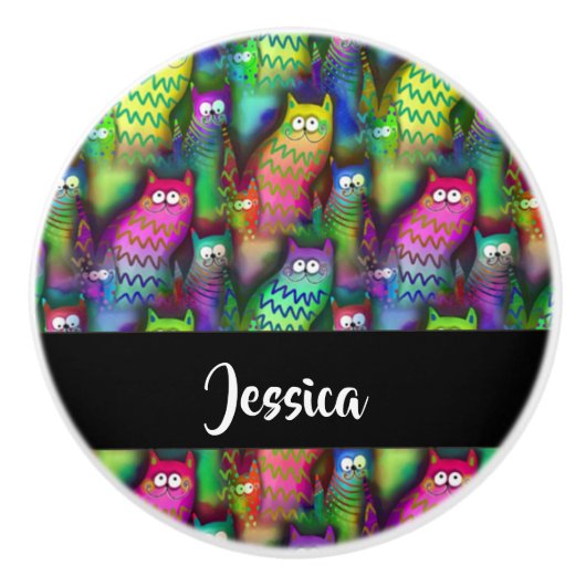 Kleurig verloop van katten keramische knop (Voorkant)