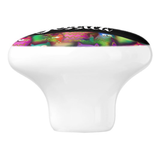 Kleurig verloop van katten keramische knop (Zijkant)