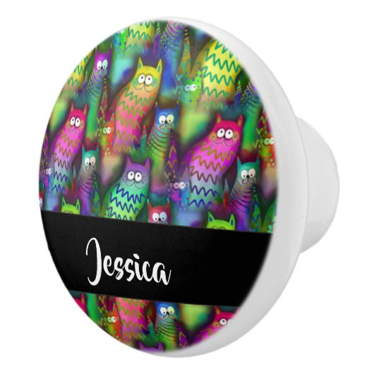 Kleurig verloop van katten keramische knop (Rechts)