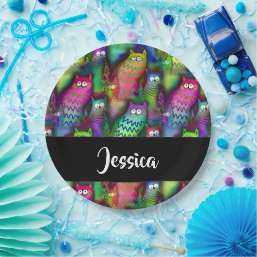 Kleurig verloop van katten papieren bordje (Feest)