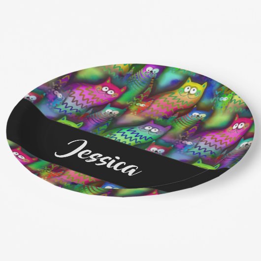 Kleurig verloop van katten papieren bordje (Gekanteld)