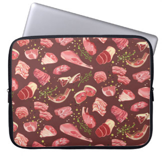 Kleurig vers varkensvlees naadloos met var vlees laptop sleeve