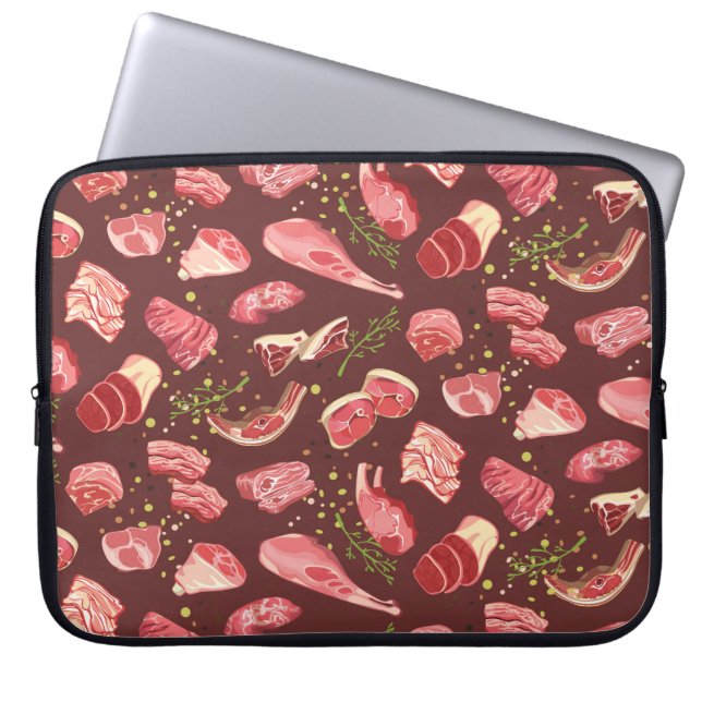 Kleurig vers varkensvlees naadloos met var vlees laptop sleeve (Voorkant)