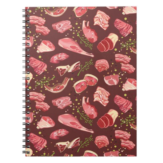 Kleurig vers varkensvlees naadloos met var vlees notitieboek (Voorkant)