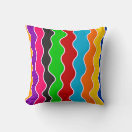 Kleurig verticaal retro golvy lijnpatroon kussen
