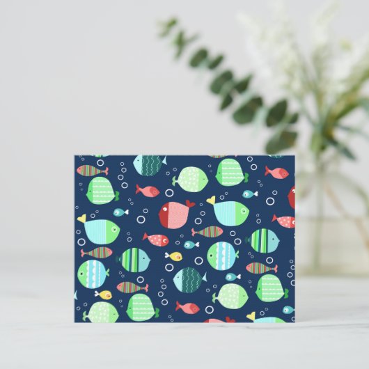 Kleurig vispatroon briefkaart (Staand voorkant)