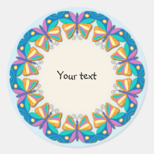 Kleurig vlinderontwerp ronde sticker