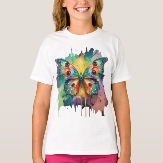 Kleurig vlinderontwerp t-shirt (Voorkant)