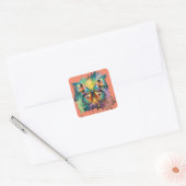 Kleurig vlinderontwerp vierkante sticker (Envelop)