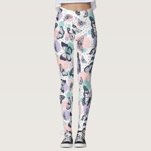 Kleurig vlinderpatroon leggings (Voorkant)