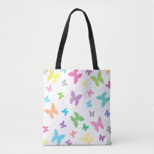 Kleurig vlinderpatroon tote bag