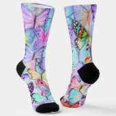 Kleurig vlinderpatroonontwerp voor haar Paars Sokken (Gebogen)