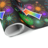 Kleurig vuurwerk + regenboogpatroon "1" Event # Cadeaupapier (Rol Hoek)