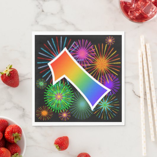 Kleurig vuurwerk + regenboogpatroon "1" Event # Servet (Insitu)