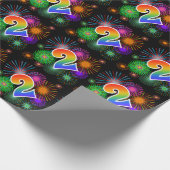 Kleurig vuurwerk + regenboogpatroon "2" Event # Cadeaupapier (Hoek)