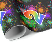 Kleurig vuurwerk + regenboogpatroon "2" Event # Cadeaupapier (Rol Hoek)