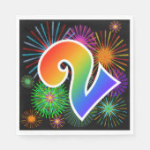Kleurig vuurwerk + regenboogpatroon "2" Event # Servet (Voorkant)