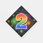 Kleurig vuurwerk + regenboogpatroon "2" Event # Servet (Hoek)