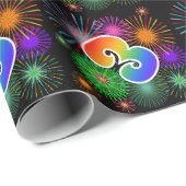 Kleurig vuurwerk + regenboogpatroon "3" Event # Cadeaupapier (Rol Hoek)