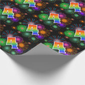 Kleurig vuurwerk + regenboogpatroon "4" Event # Cadeaupapier (Hoek)