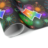 Kleurig vuurwerk + regenboogpatroon "4" Event # Cadeaupapier (Rol Hoek)