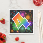 Kleurig vuurwerk + regenboogpatroon "4" Event # Servet (Insitu)