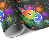 Kleurig vuurwerk + regenboogpatroon "9" Event # Cadeaupapier (Rol Hoek)