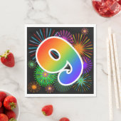 Kleurig vuurwerk + regenboogpatroon "9" Event # Servet (Insitu)