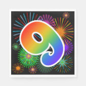 Kleurig vuurwerk + regenboogpatroon "9" Event # Servet (Voorkant)