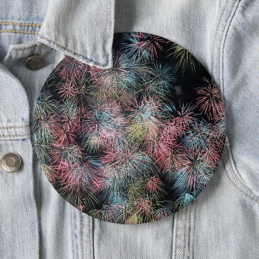 Kleurig vuurwerk... ronde button 6,0 cm (In situ)