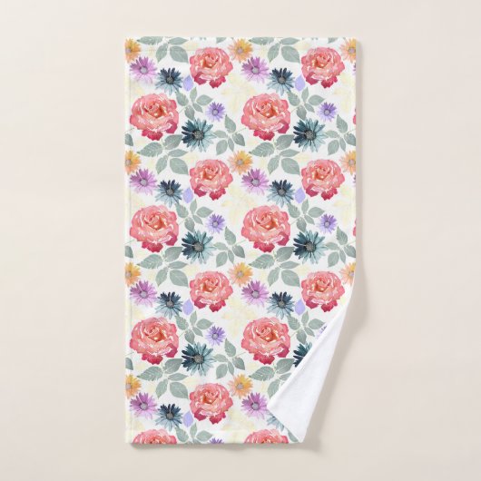 Kleurig waterverf floreel patroon. bad handdoek (Handdoek)
