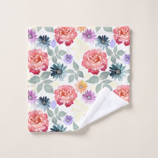 Kleurig waterverf floreel patroon. bad handdoek (Wasdoekje)