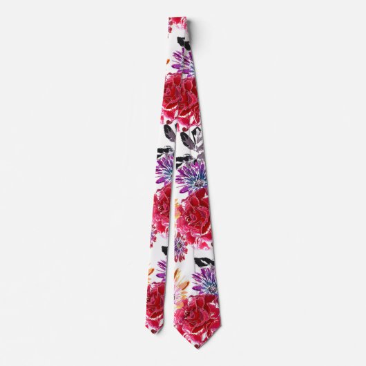Kleurig waterverf floreel patroon. stropdas (Achterkant)