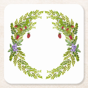 Kleurig waterverf patroon van bessen muismat c kartonnen onderzetters