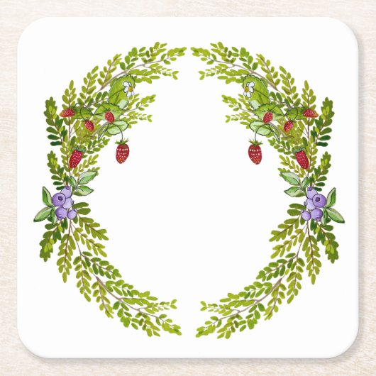 Kleurig waterverf patroon van bessen muismat c kartonnen onderzetters (Voorkant)