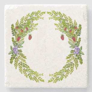 Kleurig waterverf patroon van bessen muismat c stenen onderzetter