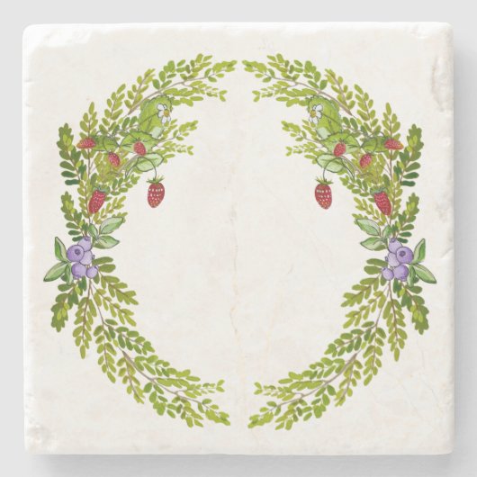 Kleurig waterverf patroon van bessen muismat c stenen onderzetter (Voorkant)