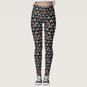 Kleurig Waterverf Rainboogpatroon op zwart Leggings