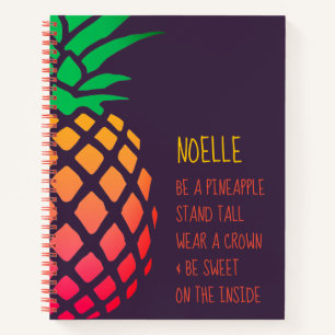 Kleurig 'wees een ananas'-gedicht  Paarse notebook Notitieboek