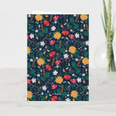  kleurig Wild Flowers Navy Blue Design Bedankkaart (Achterkant)