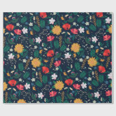  kleurig Wild Flowers Navy Blue Design Cadeaupapier (Vlak)