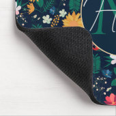 kleurig Wild Flowers Navy Blue Design Muismat (Hoek)