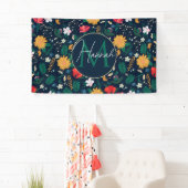 kleurig Wild Flowers Navy Blue Design Spandoek (Insitu)