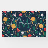 kleurig Wild Flowers Navy Blue Design Spandoek (Horizontaal)
