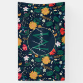  kleurig Wild Flowers Navy Blue Design Spandoek (Verticaal)