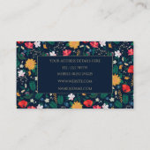  kleurig Wild Flowers Navy Blue Design Visitekaartje (Achterkant)