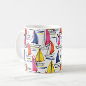 Kleurig zeilboot op de zolder Nautical Pattern Koffiemok (Voorkant links)